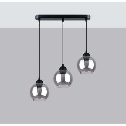 Lestenec na vrvici ALINO 3xE27/60W/230V črna
