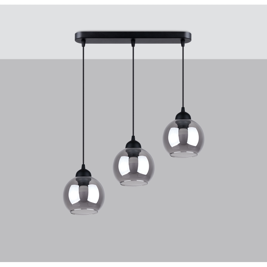 Lestenec na vrvici ALINO 3xE27/60W/230V črna