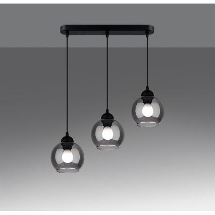 Lestenec na vrvici ALINO 3xE27/60W/230V črna