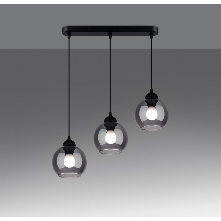 Lestenec na vrvici ALINO 3xE27/60W/230V črna
