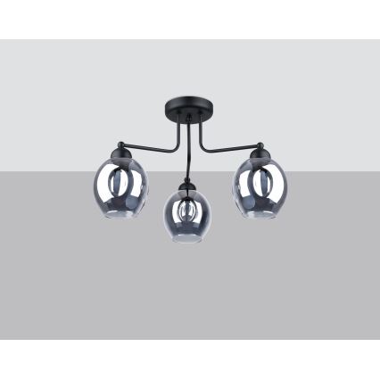 Lestenec na drogu FILLAN 3xE27/60W/230V črna