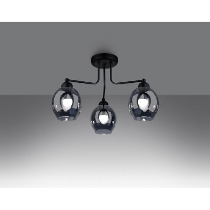 Lestenec na drogu FILLAN 3xE27/60W/230V črna