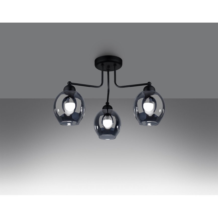 Lestenec na drogu FILLAN 3xE27/60W/230V črna
