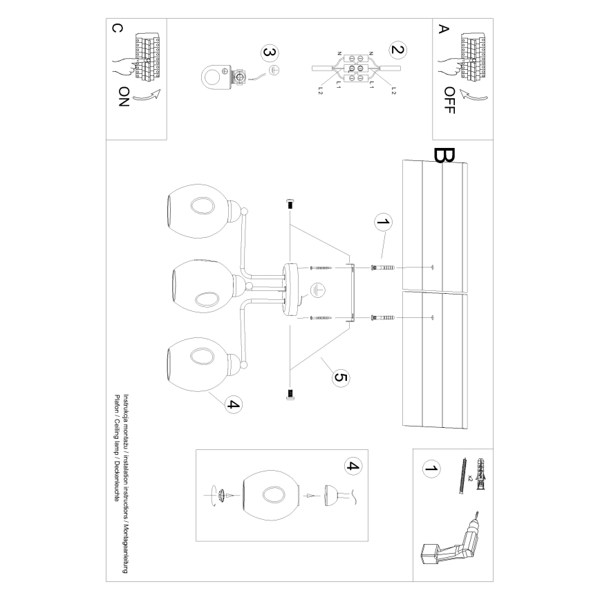 Lestenec na drogu FILLAN 3xE27/60W/230V črna