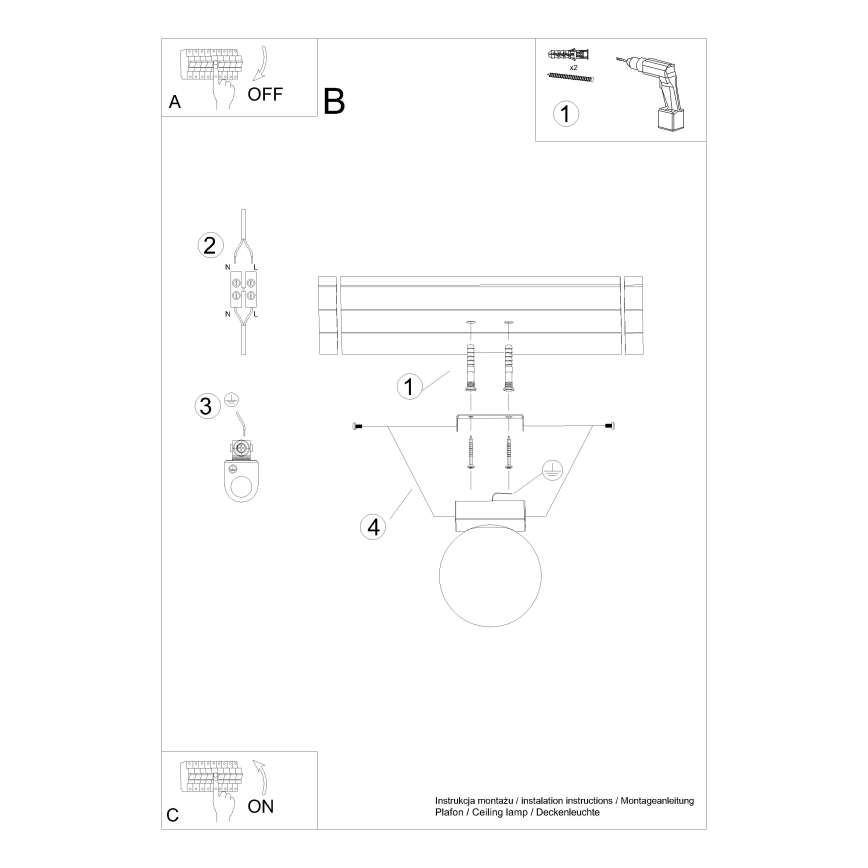 Stropna svetilka YOLI 1xG9/12W/230V črna
