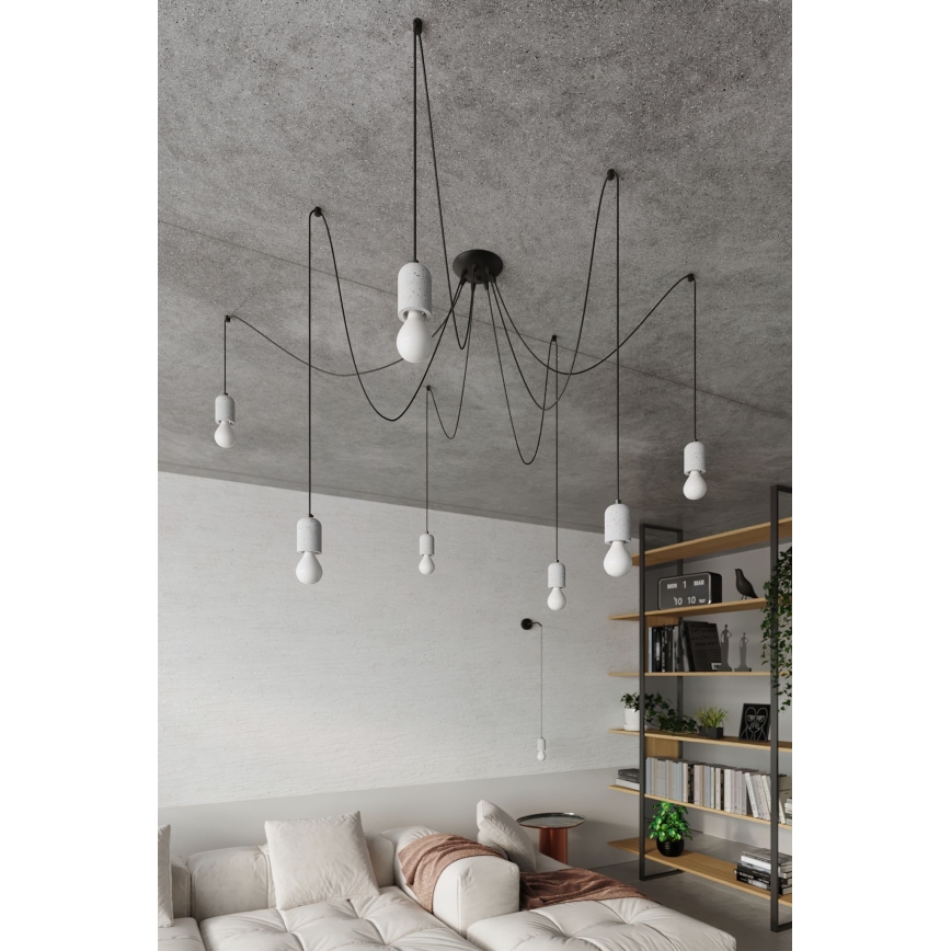 Lestenec na vrvici NESO 5xE27/15W/230V pajek beton