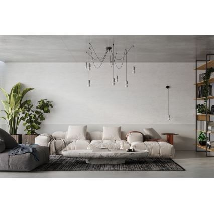 Lestenec na vrvici NESO 5xE27/15W/230V pajek beton