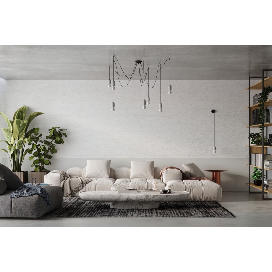 Lestenec na vrvici NESO 5xE27/15W/230V pajek beton