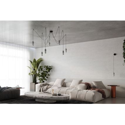 Lestenec na vrvici NESO 5xE27/15W/230V pajek beton