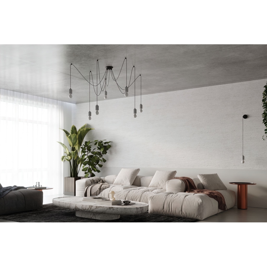 Lestenec na vrvici NESO 5xE27/15W/230V pajek beton