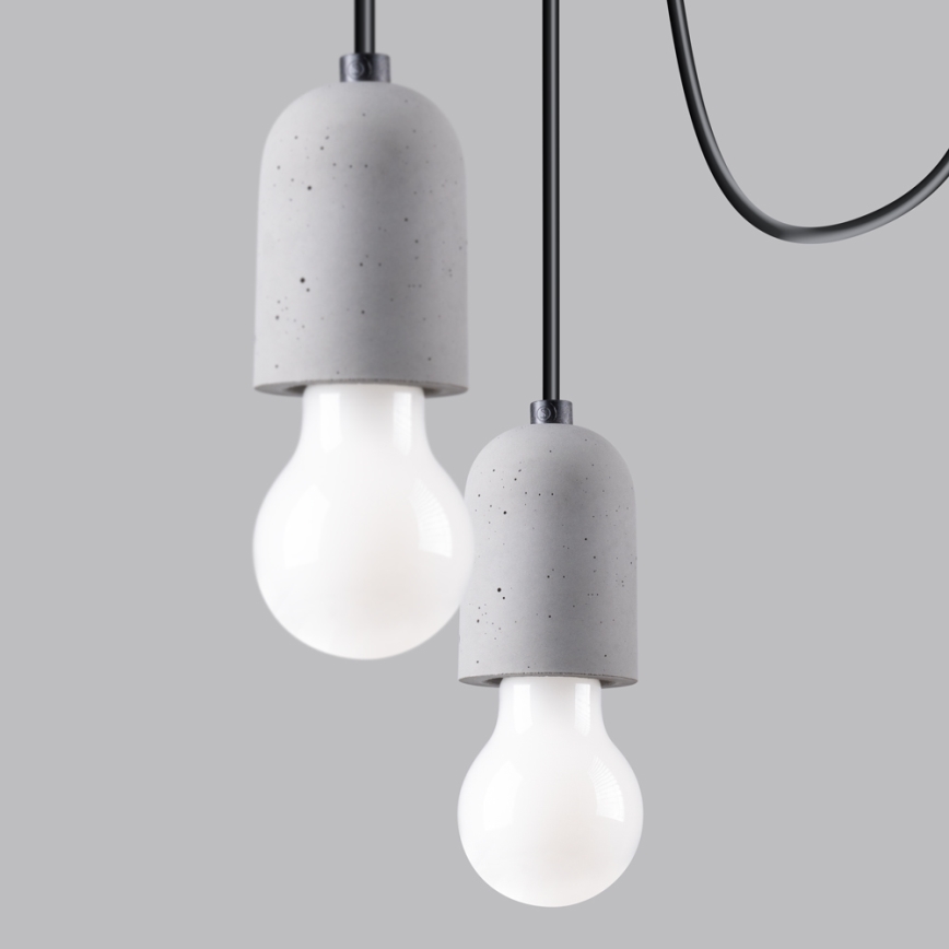 Lestenec na vrvici NESO 5xE27/15W/230V pajek beton
