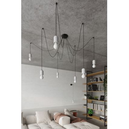 Lestenec na vrvici NESO 7xE27/15W/230V pajek beton