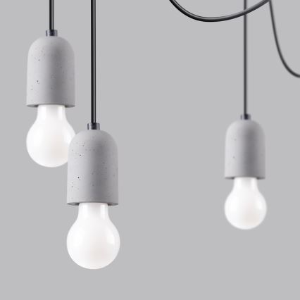 Lestenec na vrvici NESO 7xE27/15W/230V pajek beton