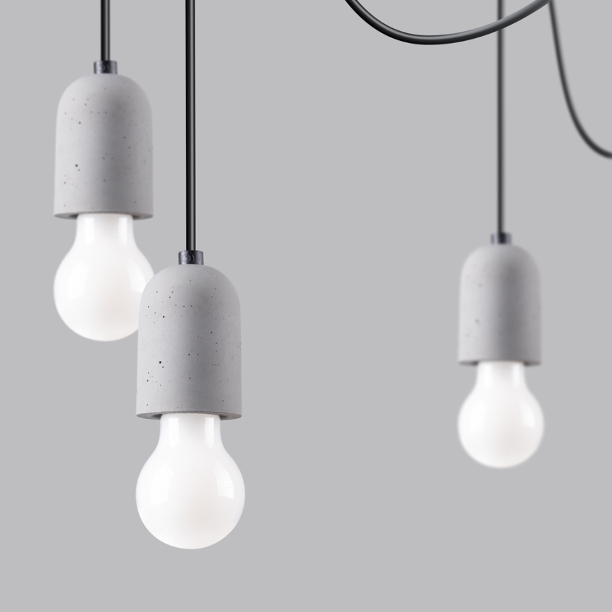Lestenec na vrvici NESO 7xE27/15W/230V pajek beton