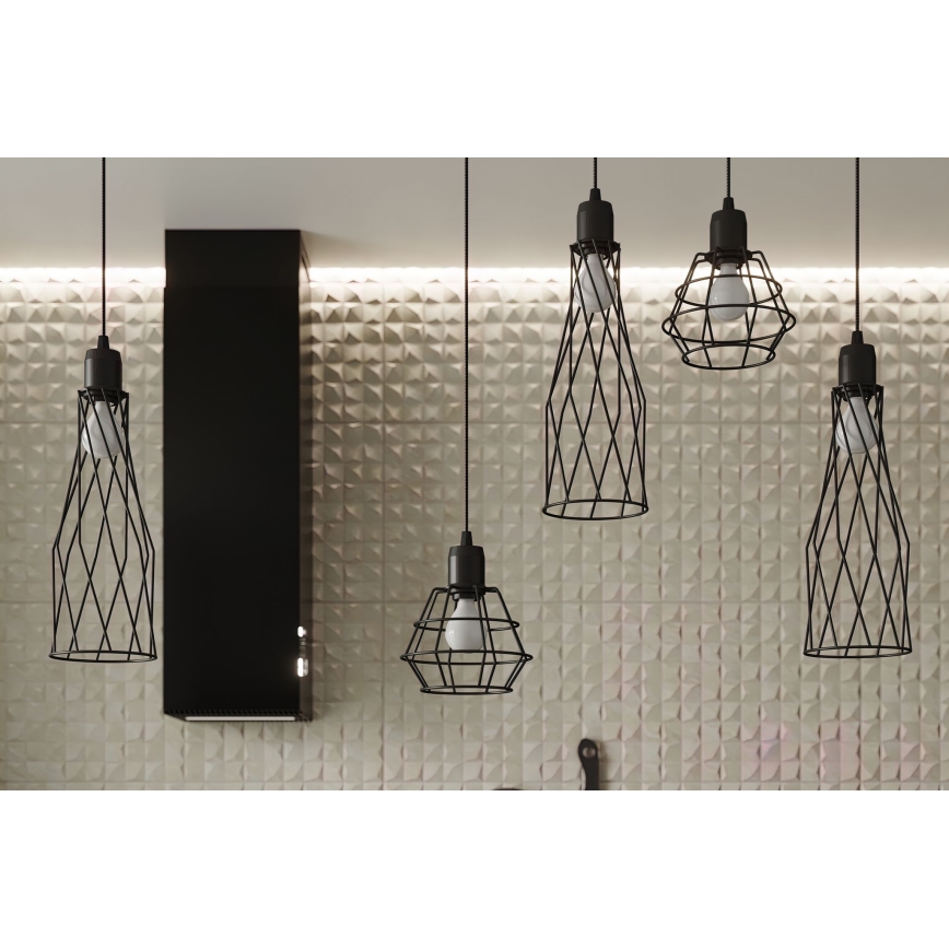 Lestenec na vrvici SUBA 1xE27/15W/230V črna