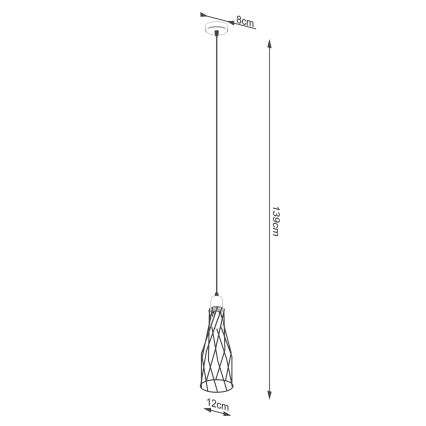 Lestenec na vrvici SUBA 1xE27/15W/230V črna