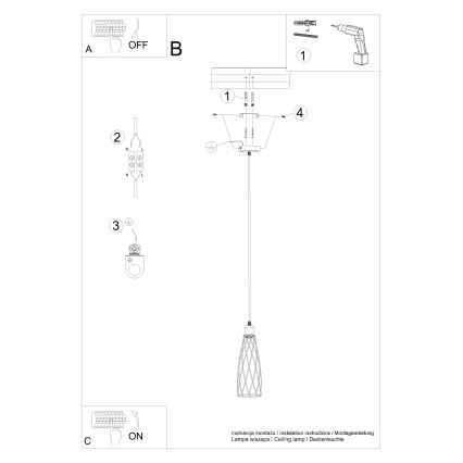 Lestenec na vrvici SUBA 1xE27/15W/230V črna