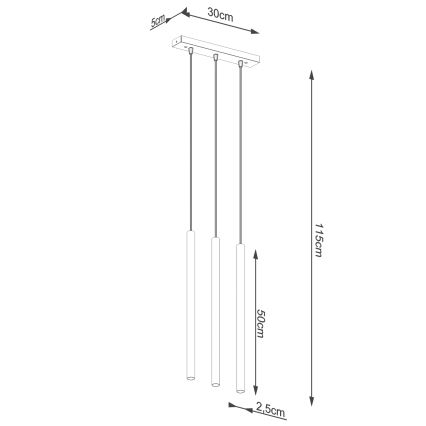 Lestenec na vrvici PASTELO 3xG9/8W/230V zlata