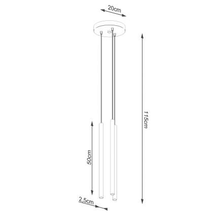 Lestenec na vrvici PASTELO 3xG9/8W/230V zlata