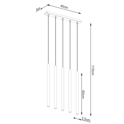 Lestenec na vrvici PASTELO 5xG9/8W/230V zlata