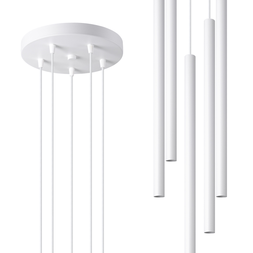 Lestenec na vrvici PASTELO 5xG9/8W/230V bela