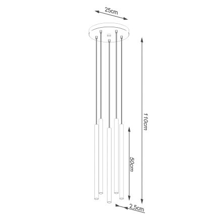 Lestenec na vrvici PASTELO 5xG9/8W/230V črna