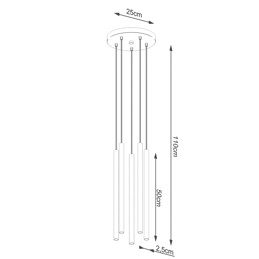 Lestenec na vrvici PASTELO 5xG9/8W/230V črna