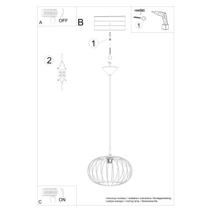 Lestenec na vrvici TSUNO 1xE27/15W/230V črna