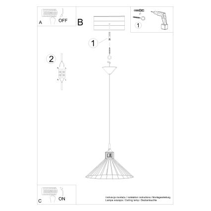 Lestenec na vrvici EDA 1xE27/15W/230V črna