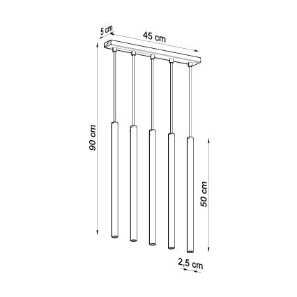 Lestenec na vrvici PASTELO 5xG9/8W/230V zlata