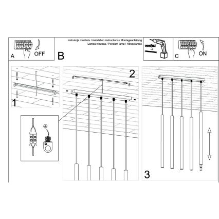 Lestenec na vrvici PASTELO 5xG9/8W/230V zlata