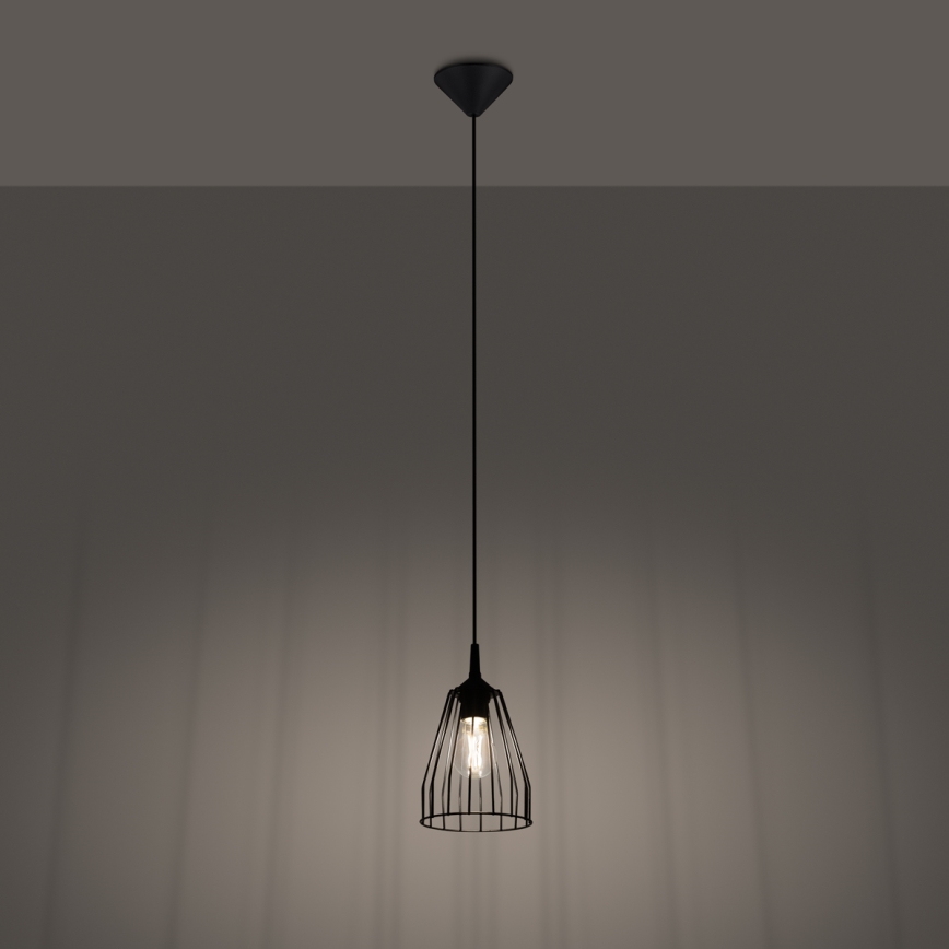 Lestenec na vrvici LEYO 1xE27/15W/230V črna