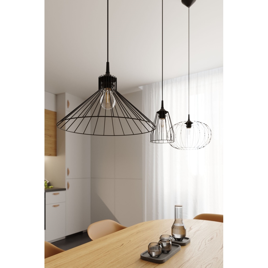 Lestenec na vrvici LEYO 1xE27/15W/230V črna
