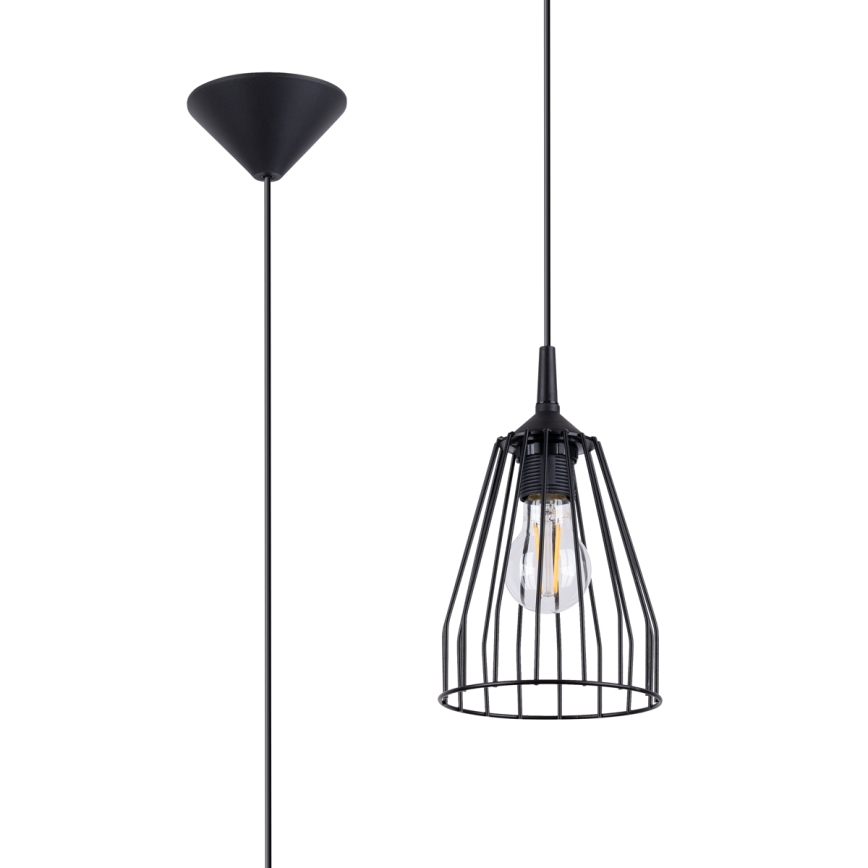 Lestenec na vrvici LEYO 1xE27/15W/230V črna