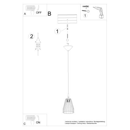 Lestenec na vrvici LEYO 1xE27/15W/230V črna