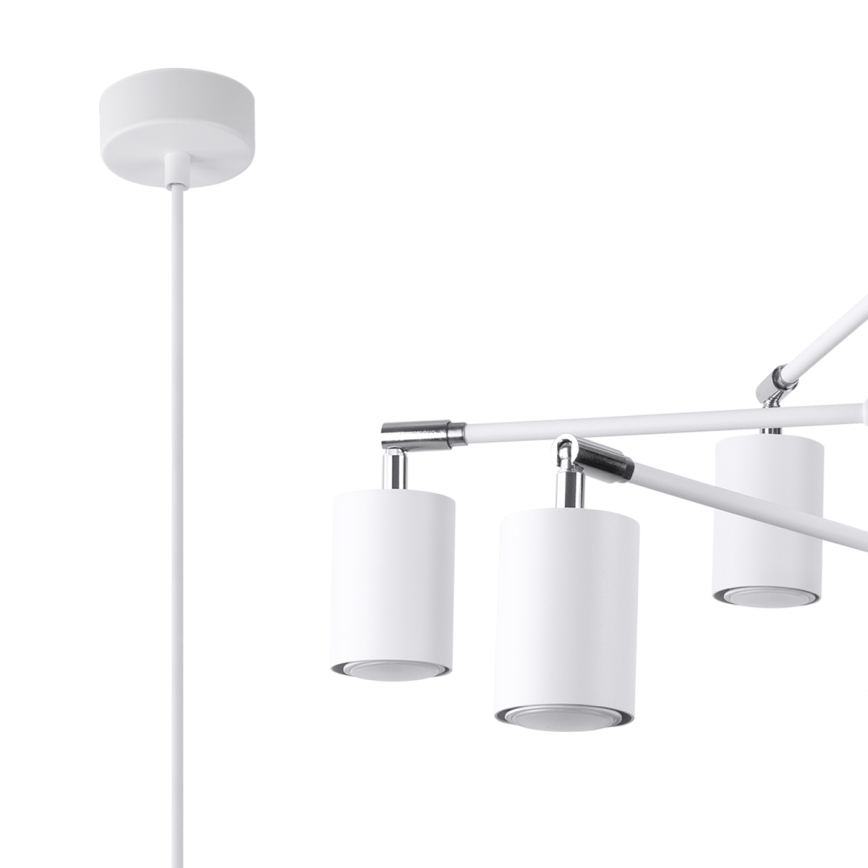 Lestenec na vrvici LEMMI 6xGU10/10W/230V bela