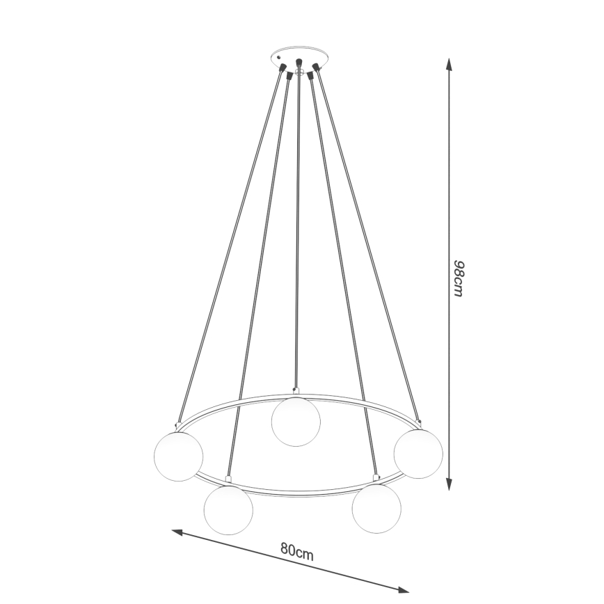 Lestenec na vrvici YOLI 5xG9/8W/230V črna
