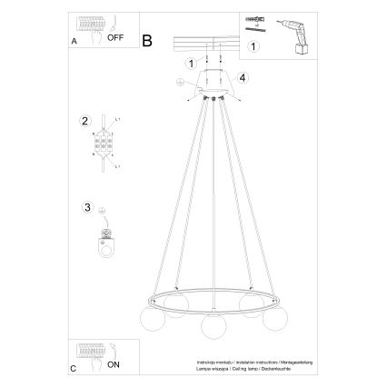 Lestenec na vrvici YOLI 5xG9/8W/230V črna