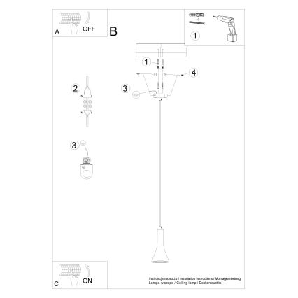 Lestenec na vrvici REA 1xE14/12W/230V beton