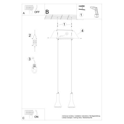 Lestenec na vrvici REA 2xE14/12W/230V beton