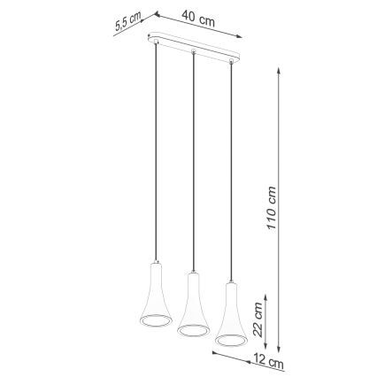 Lestenec na vrvici REA 3xE14/12W/230V beton