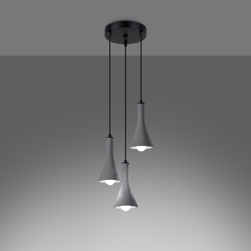 Lestenec na vrvici REA 3xE14/12W/230V beton