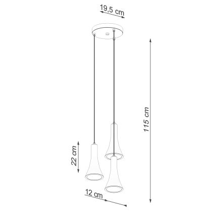 Lestenec na vrvici REA 3xE14/12W/230V beton