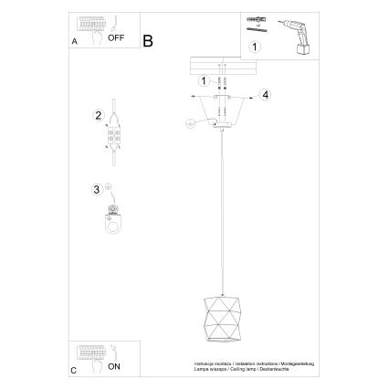 Lestenec na vrvici GOBI 1xE27/15W/230V keramika