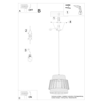 Lestenec na vrvici BRILO 1xE27/15W/230V