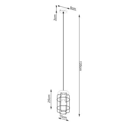 Lestenec na vrvici GOTTO 1xE27/15W/230V črna/bukev