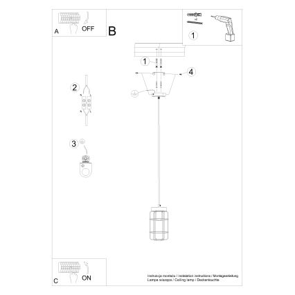 Lestenec na vrvici GOTTO 1xE27/15W/230V črna/bukev