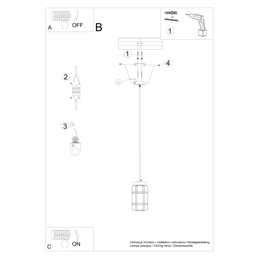 Lestenec na vrvici GOTTO 1xE27/15W/230V črna/bukev