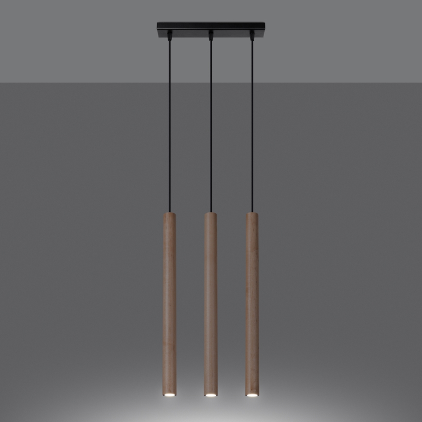 Lestenec na vrvici PASTELO 3xG9/8W/230V bukev