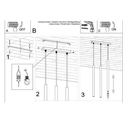 Lestenec na vrvici PASTELO 3xG9/8W/230V bukev